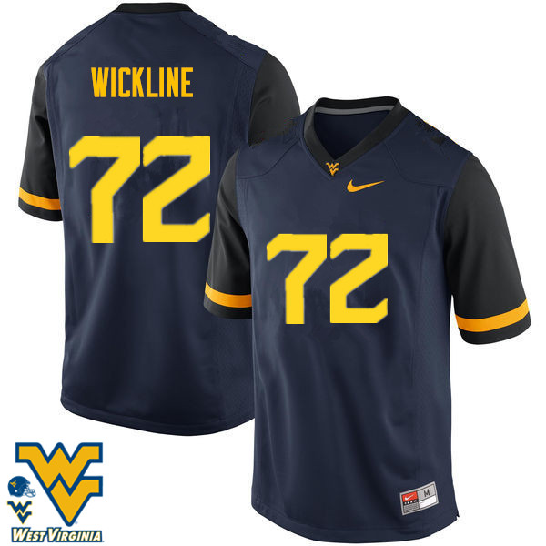 Men #72 Kelby Wickline West Virginia Mountaineers College Football Jerseys-Navy